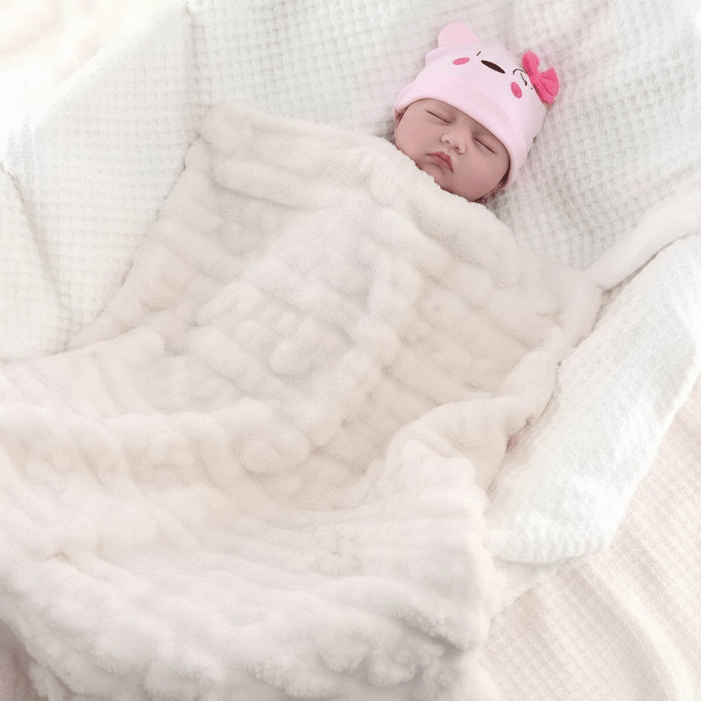 ENSEMBLE COUVERTURE BEBE AVEC BEBE ENDORMI