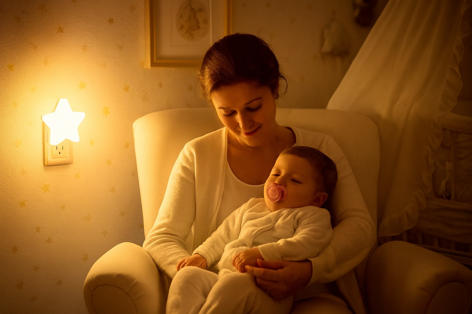 Moment tendre avec veilleuse murale