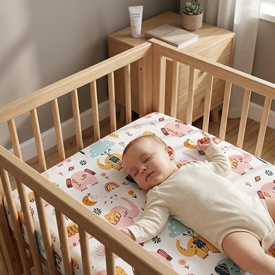 DRAP HOUSSE LIT BEBE AVEC MOTIF ELEPHANT