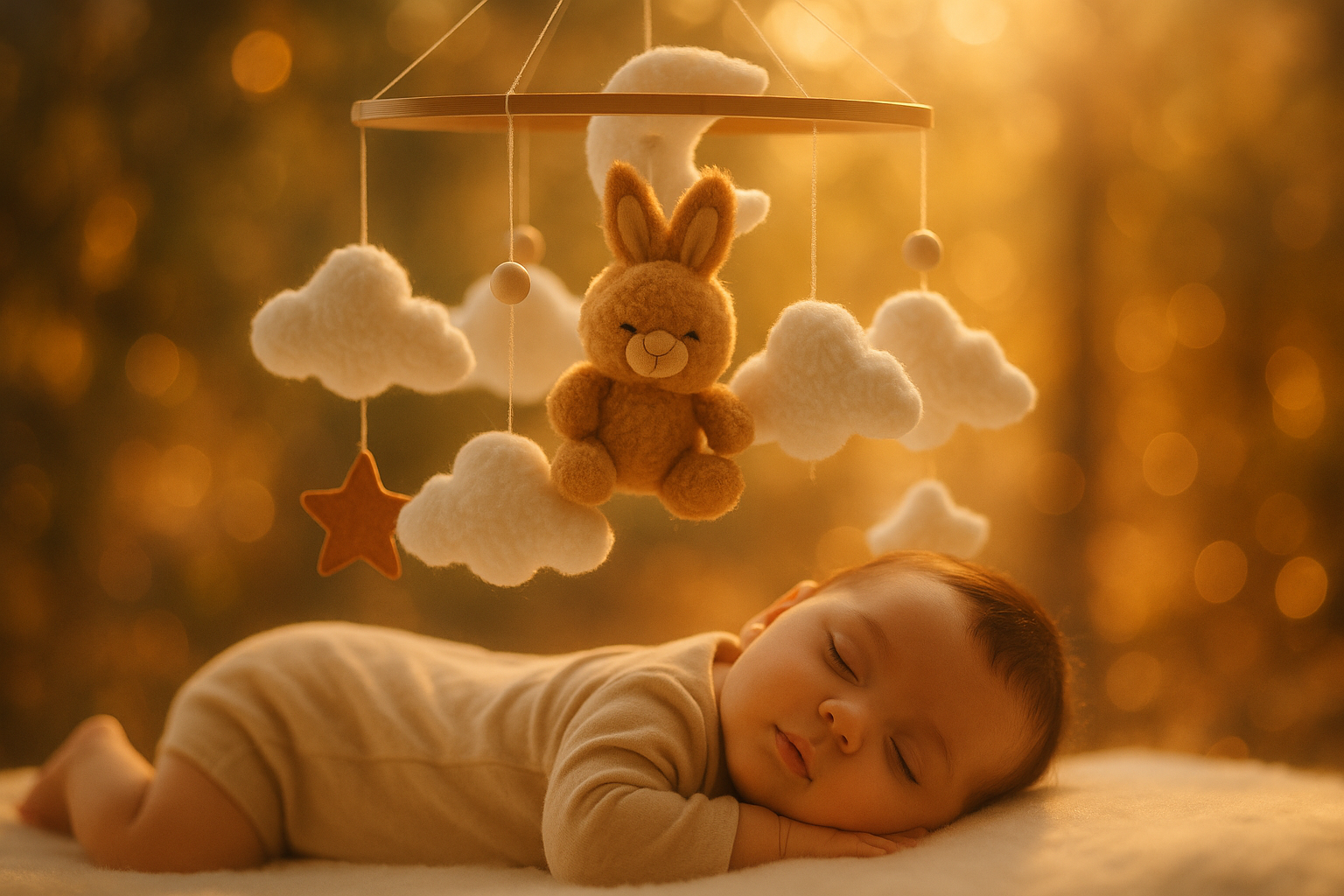Ambiance rêveuse et douce avec mobile bébé lapin 