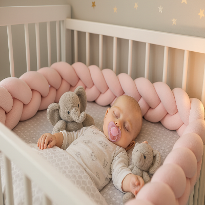 Angle différent - chambre bébé avec tresse rose