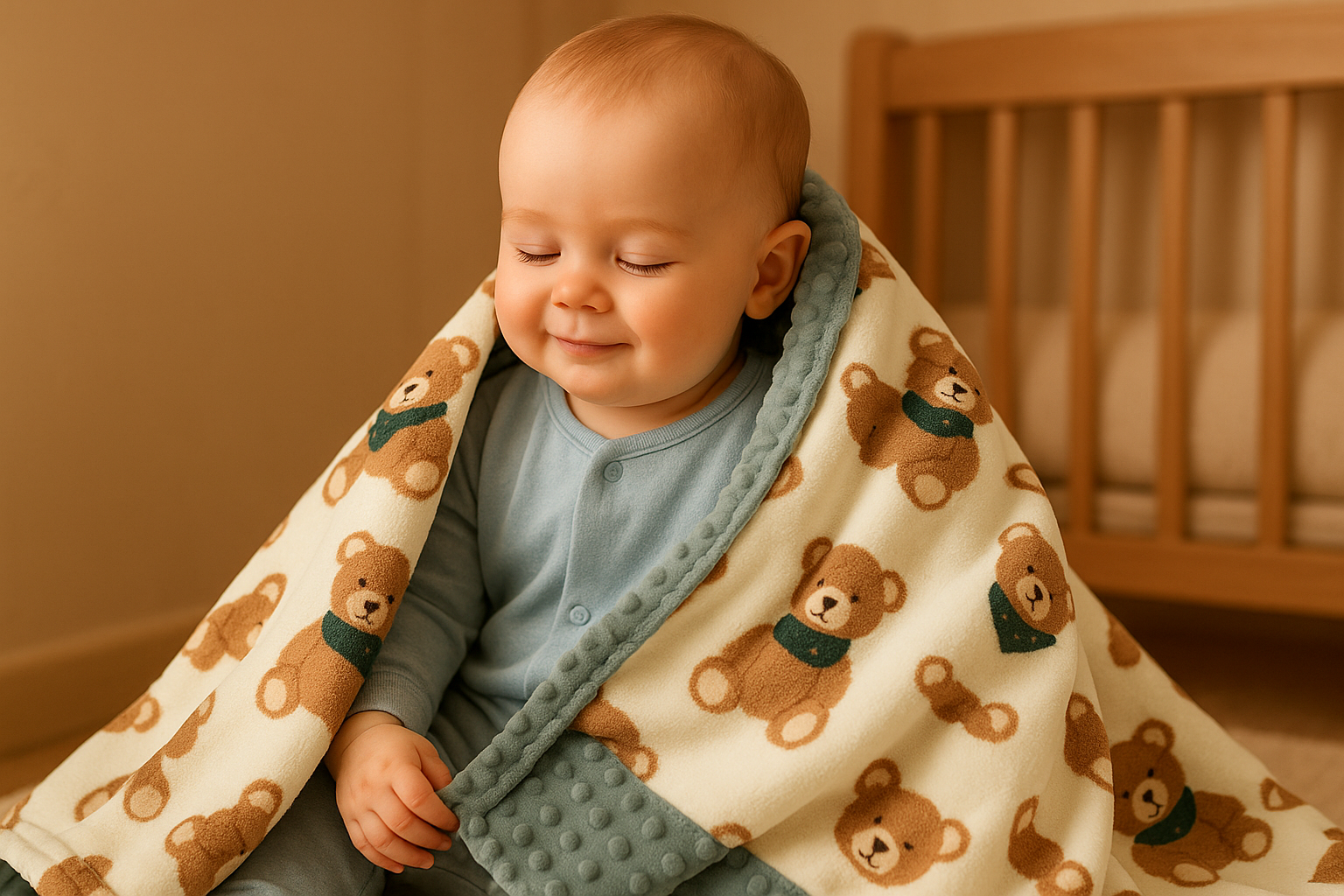Bébé garçon avec couverture ourson