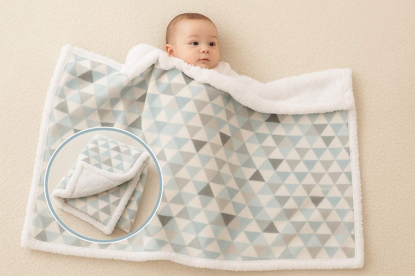 Bébé avec couverture et détails motifs