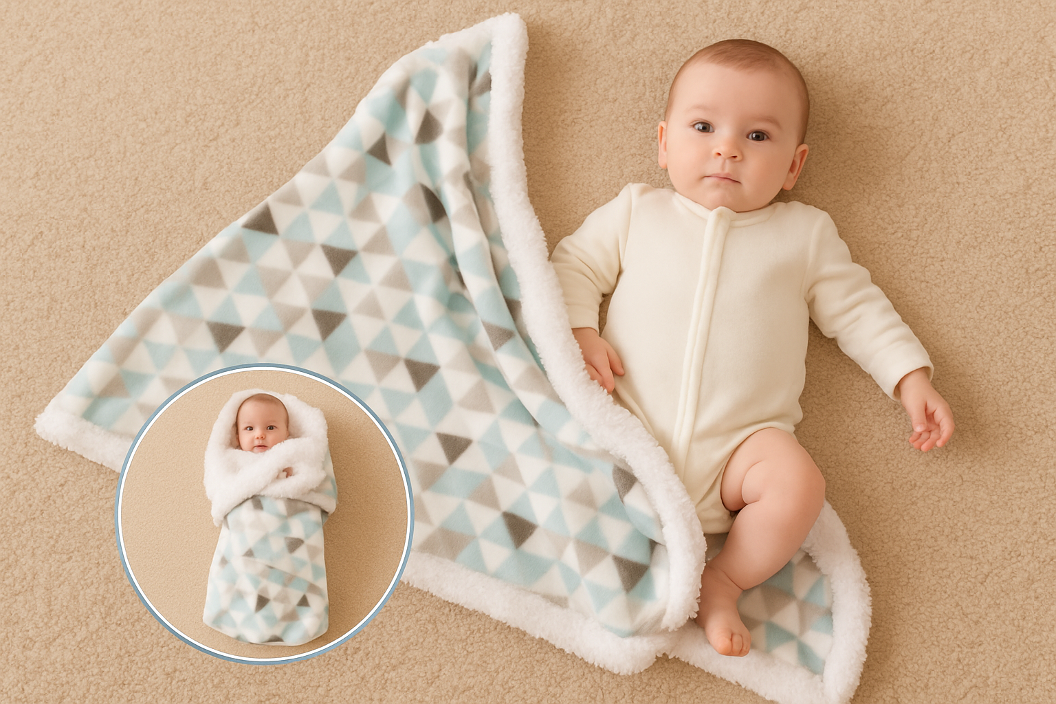Bébé avec couverture triangulaire 
