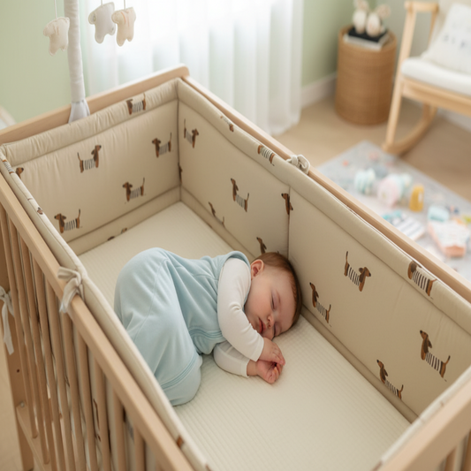 Bébé avec tour de lit bébé garçon motifs chiens