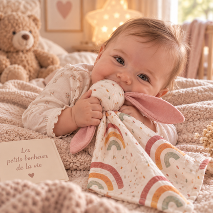 BEBE CALINE DOUDOU BEBE LAPIN  DANS CHAMBRE CHALEUREUSE