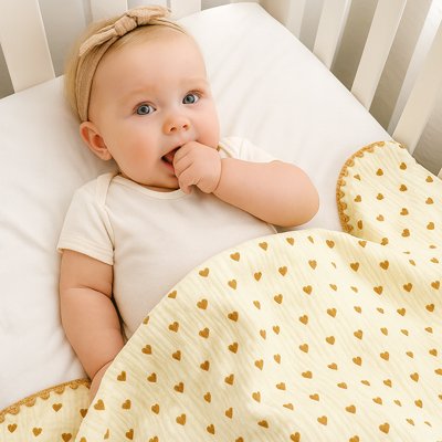 Bébé calme avec couverture bébé coeur 