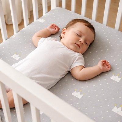 BEBE CALME ET PAISIBLE AVEC DRAP HOUSSE LIT BEBE COURONNE