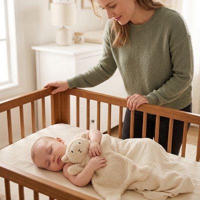 BEBE COLLE DOUDOU BEBE MOUTON AVEC MAMAN 