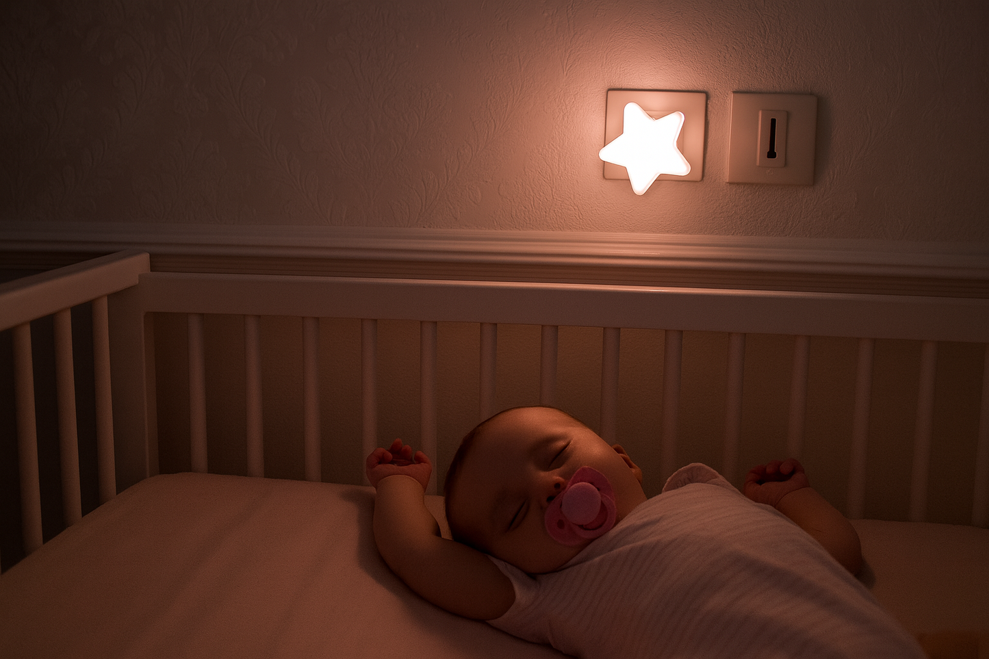 Bébé dormant avec veilleuse étoile