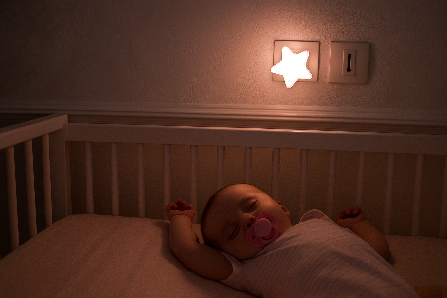 Bébé dormant avec veilleuse étoile
