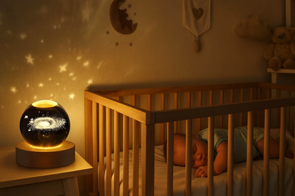Bébé dormant avec veilleuse galaxie
