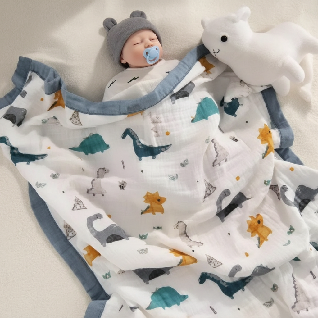 BEBE ENDORMI ET APAISER AVEC COUVERTURE BEBE DINOSAURE