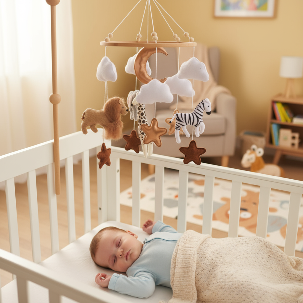 Bébé endormi sous mobile bébé 