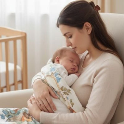 BEBE ET MAMAN CALME AVEC ENSEMBLE COUVERTURE BEBE 
