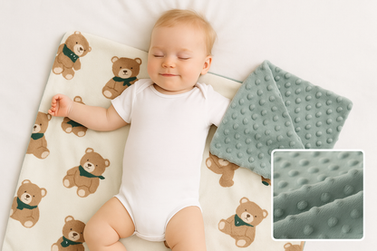 Bébé fille avec couverture ourson