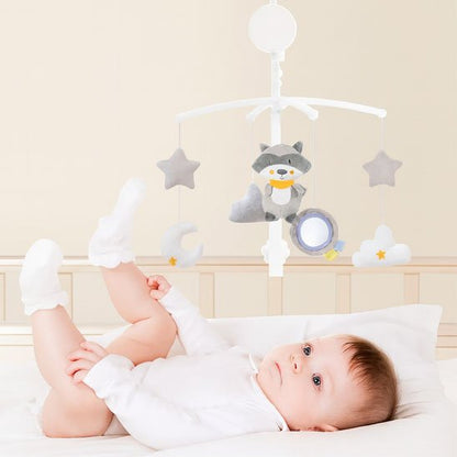Bébé stimuler avec mobile musical raton laveur 