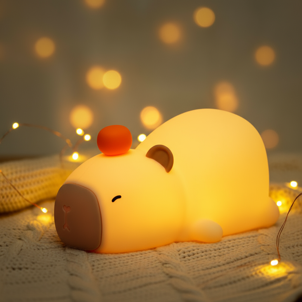 Belle mise en scène veilleuse capybara