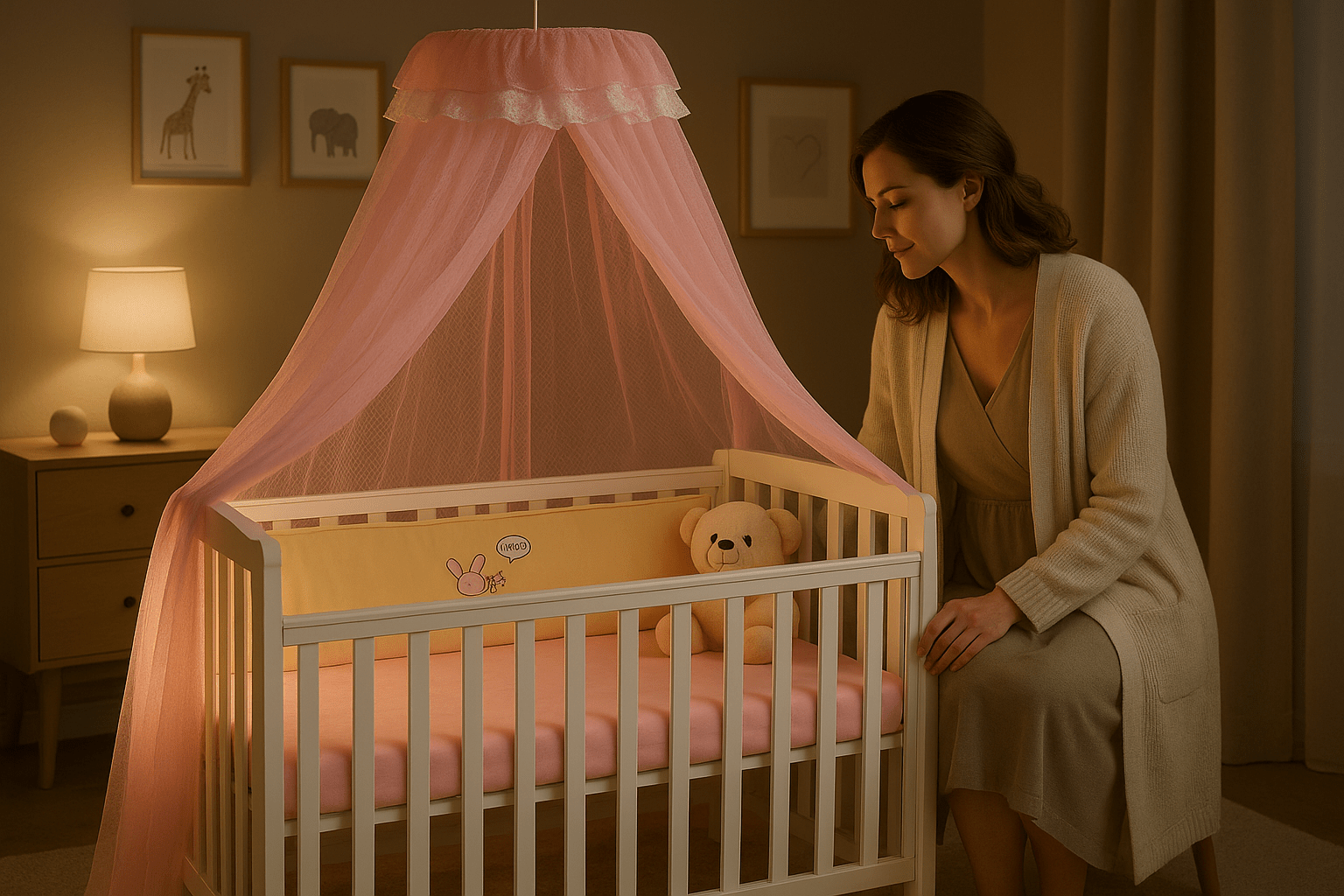 Ciel de lit bébé/ Rose Pale - mon bébé rêveur
