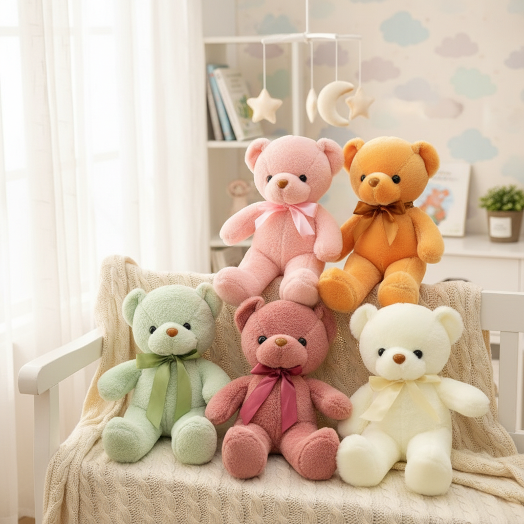 Collection d'ours en peluche colorés