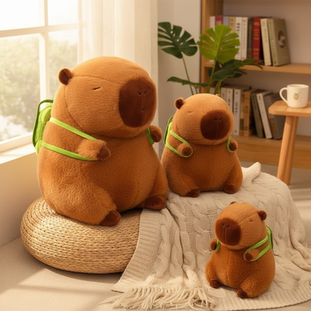Collection de peluches capybara avec sacs à dos