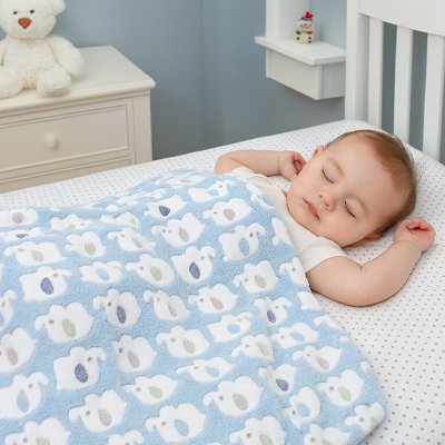 Couverture bebe avec éléphant bleu pour bébé 
