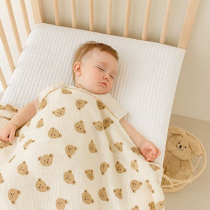 Couverture bébé avec image oursons et bébé endormi 