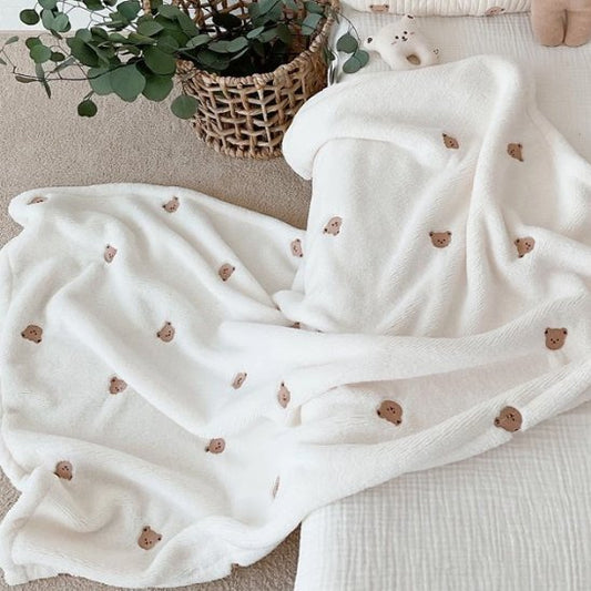 Couverture bébé blanc et brun 