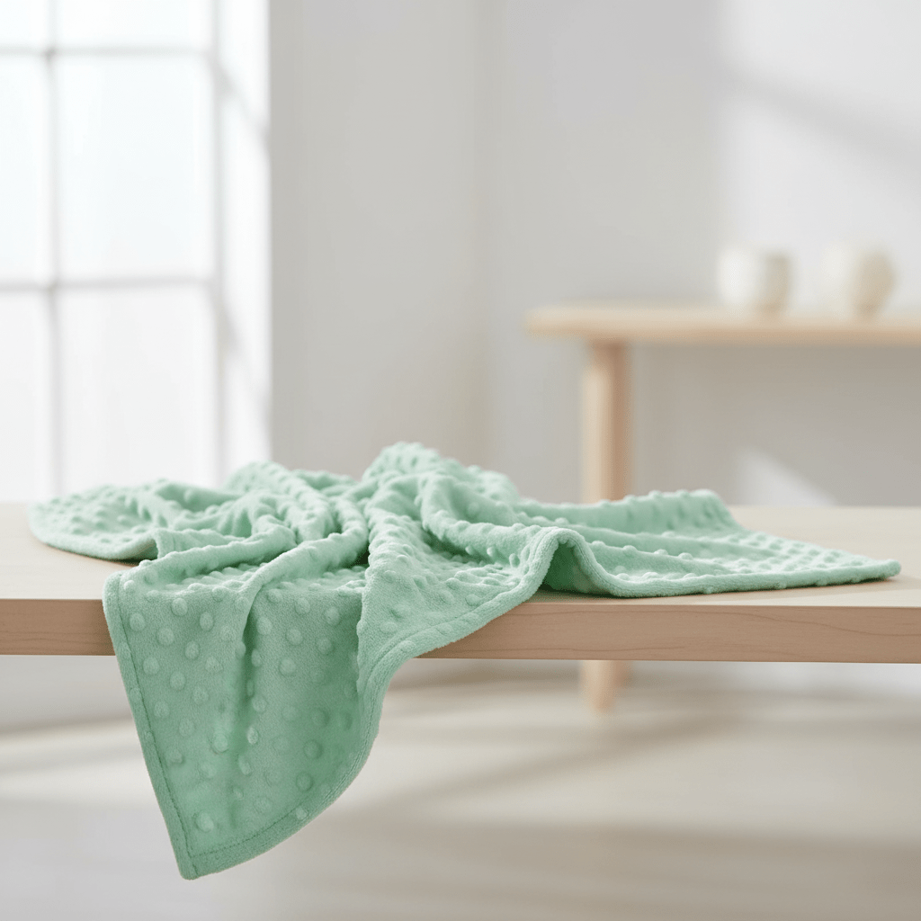 COUVERTURE BEBE DOUDOU BULLES COULEUR VERT 