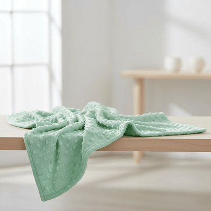 COUVERTURE BEBE DOUDOU BULLES COULEUR VERT 