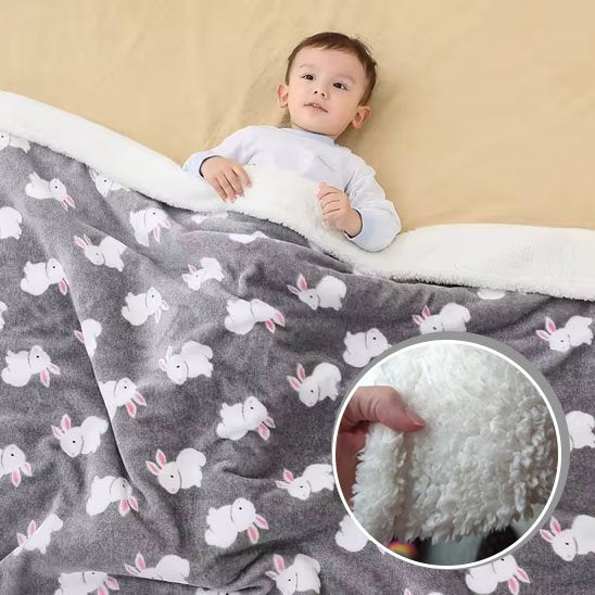 Couverture bébé gris avec lapin 