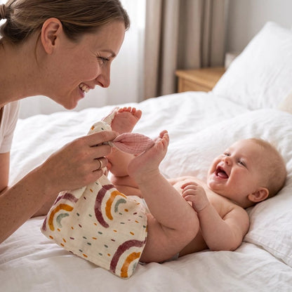 DOUDOU BEBE AVEC BEBE ET MAMAN SOURIANT 