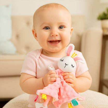 DOUDOU BEBE LAPINE ROSE FAIT SOURIRE BEBE 