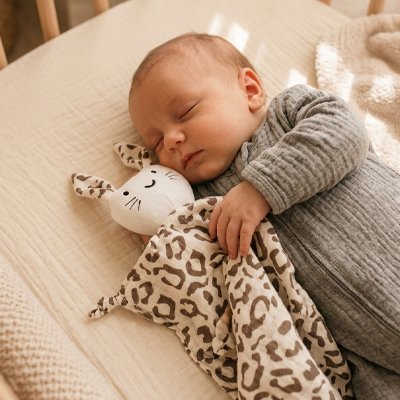 DOUDOU BEBE LEOPARD AVEC BEBE ENDORMI
