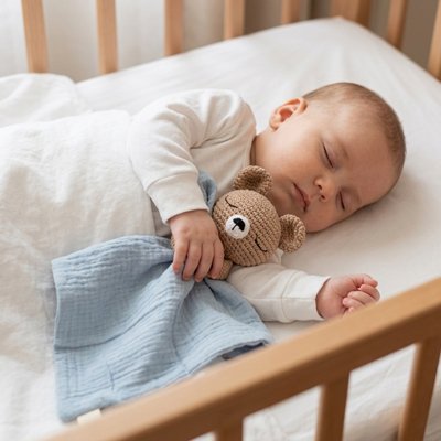 DOUDOU BEBE OURSON BLEU AVEC BEBE APAISER