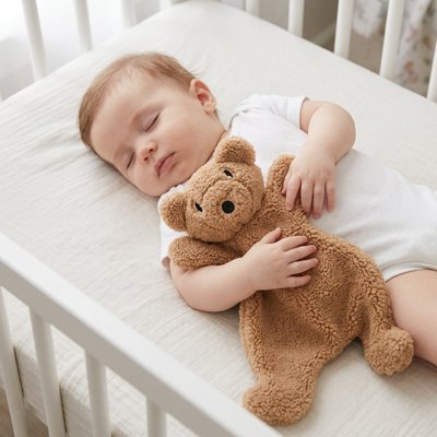 Doudou ourson douce avec bébé endormi