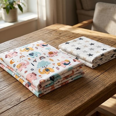 DRAP HOUSSE LIT BEBE AVEC ELEPHANT ET ETOILE