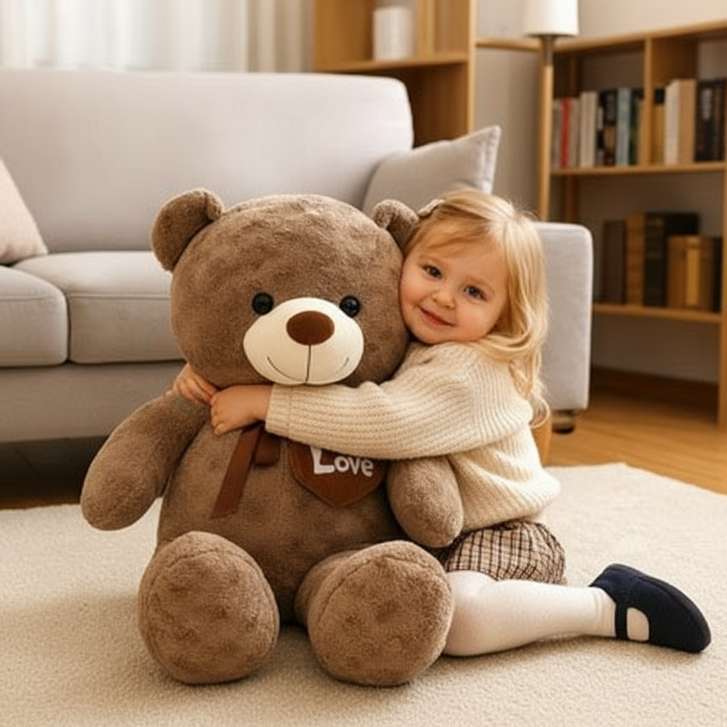 Enfant avec gros ours en peluche Love 1