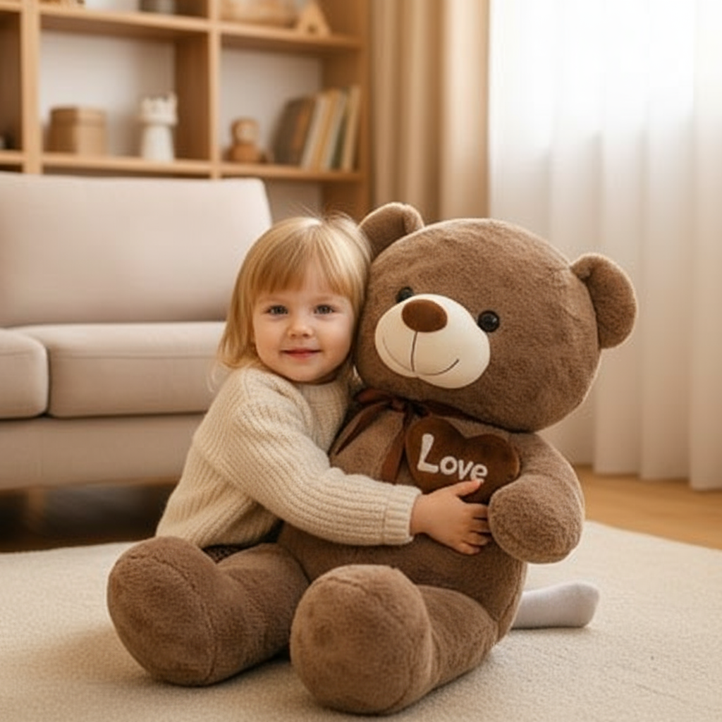 Enfant avec gros ours en peluche Love 2