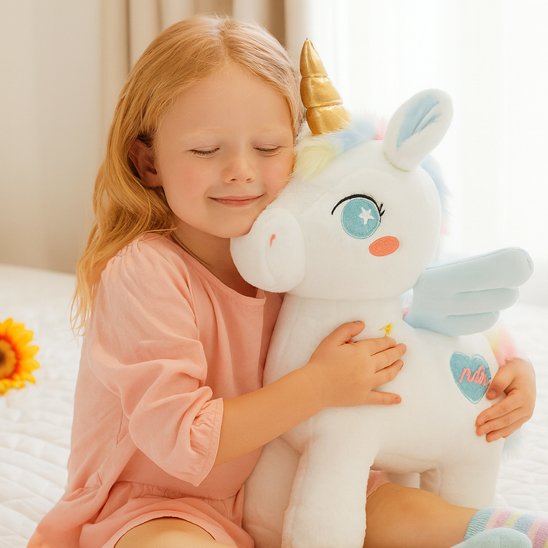 Enfant colle peluche bébé licorne blanche et douce 