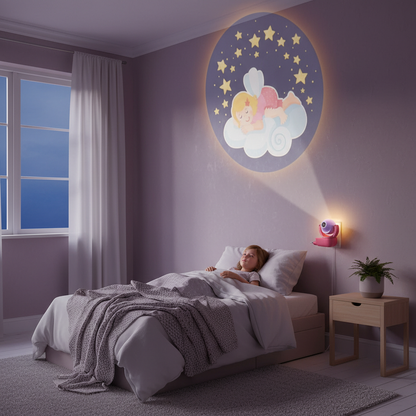 Enfant endormi la projection de la veilleuse