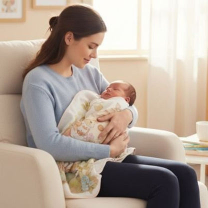 ENSEMBLE COUVERTURE BEBE BLEU AVEC MAMAN ET BÉBÉ