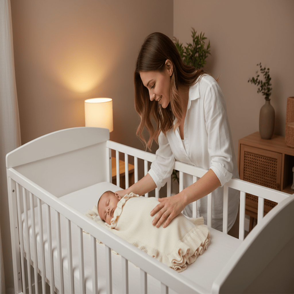 MAMAN ET BEBE AVEC COUVERTURE BEBE TRICOT DOUCE 