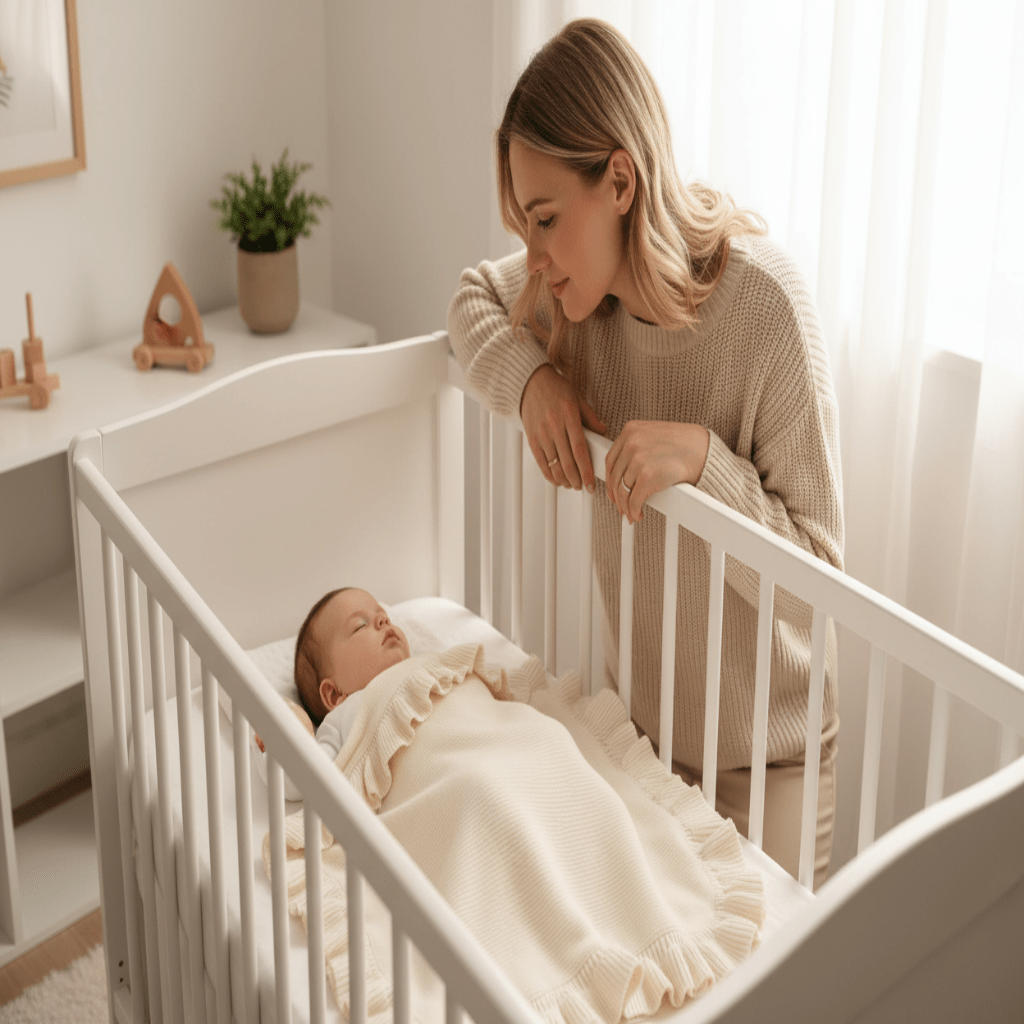 MAMAN ET BEBE AVEC COUVERTURE BEBE TRICOT DOUCE