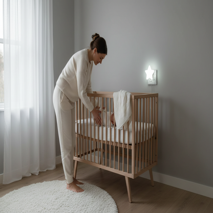 Maman et bébé avec veilleuse étoile