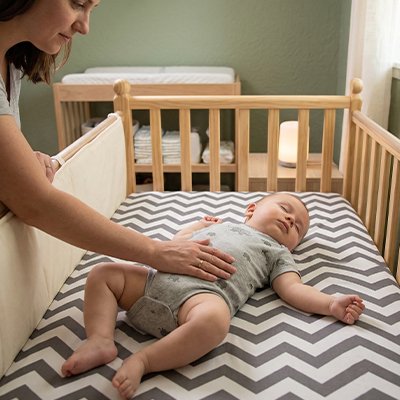 MAMAN ET BEBE DORT CHALEUREUSEMENT AVEC DRAP HOUSSE LIT BEBE