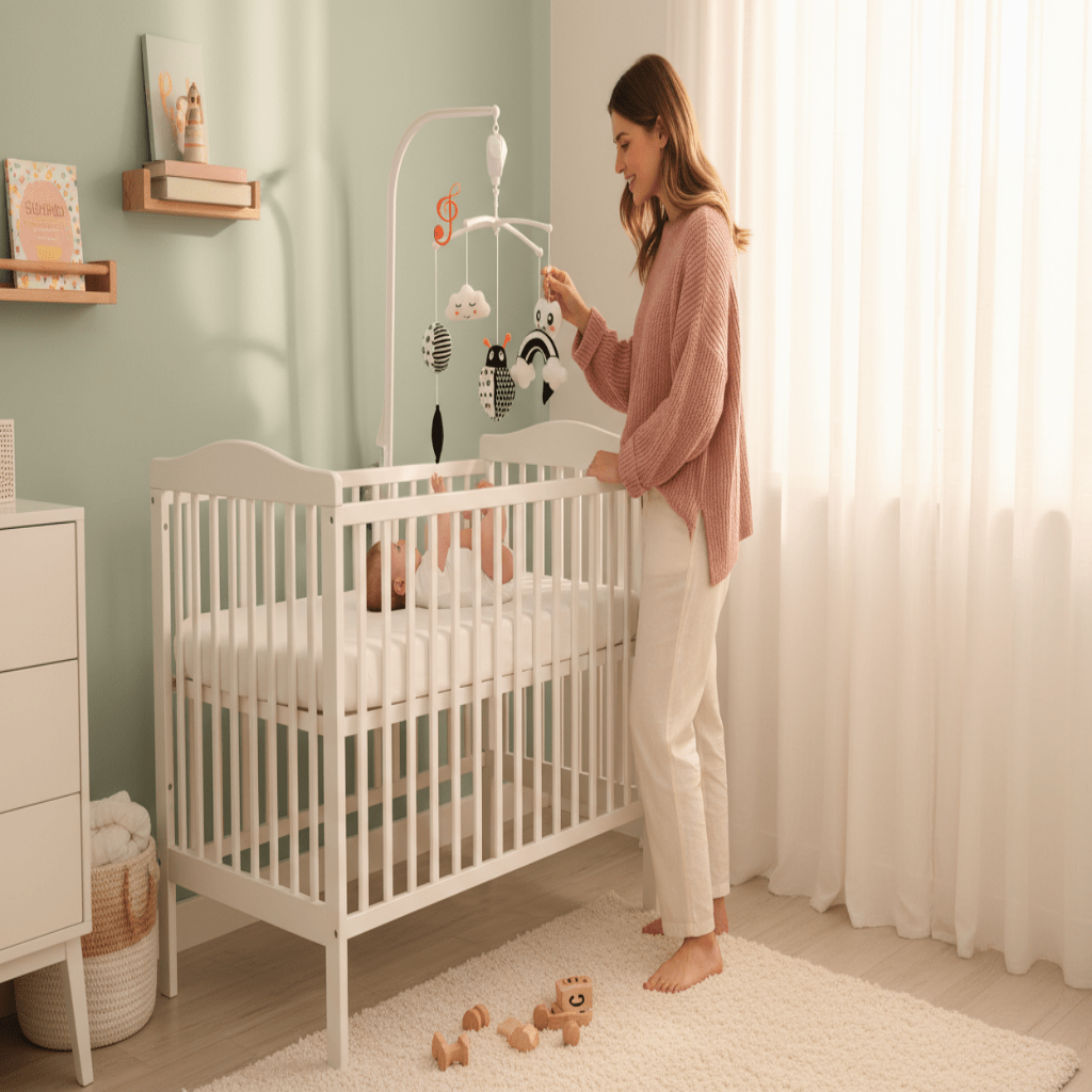 Mobile bébé musical berceuses Apaisantes avec bébé et maman 