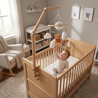 Mobile bébé ourson avec bébé assit