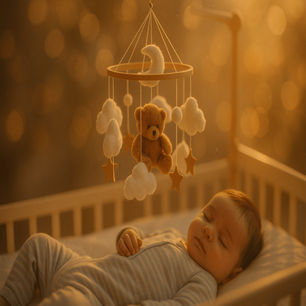 Mobile bébé ourson brun avec nuage 