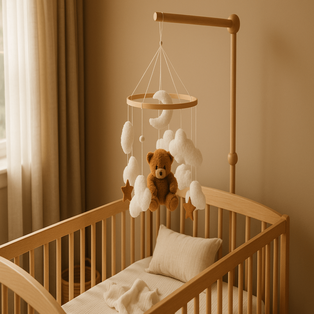 Mobile bébé ourson brun chaleureux 